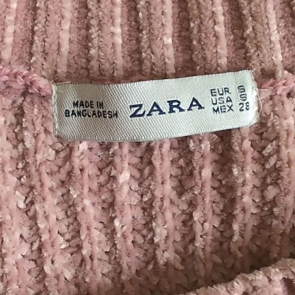 Zara Women's Small Pink Chunky Knit Crew Neck Sweater, New Without Tags - Picture 8 of 8